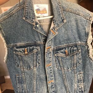 Jean jacket cutoff vest